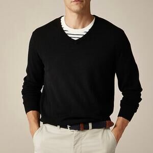 J.Crew Men's Merino Wool V Neck Sweater Black Size Small NWT